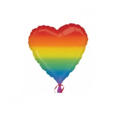 Folieballon Hart regenboog  (zonder helium)